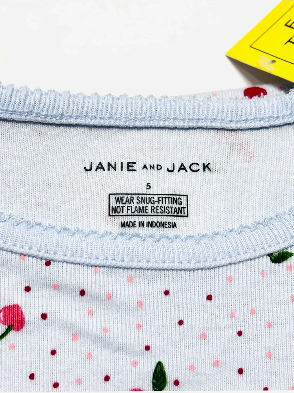 NEW Janie and Jack Girls' Light Blue Cherry Print Two Piece Pajama Sleepwear Set